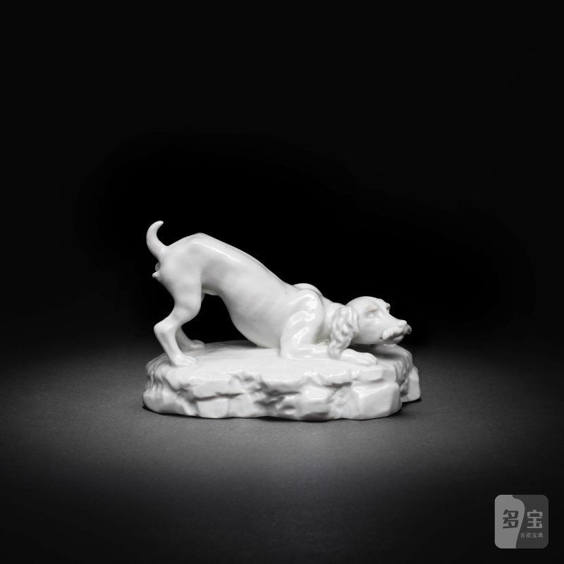 A Hoechst white model of a hound, circa 1765